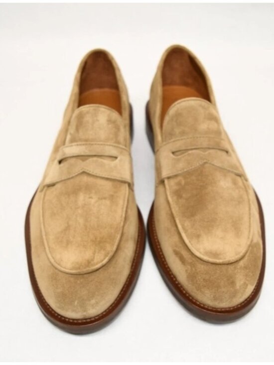 New! Allen Edmonds Como Penny Loafer Tobacco Suede  DD543 Made in Italy 8352